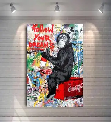 Banksy  Monkey Dreams  Canvas Framed Paper Poster Print Art Wall Art Home Office • £9.99