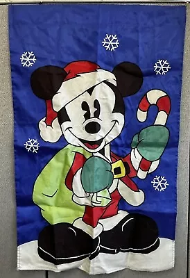 Disney Mickey Mouse Santa Christmas Applique Yard Flag Nylon Large NCE 43 X 27 • $15