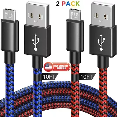 2pack 10FT Braided Charge Micro USB Charge Cable Fast Charging Extra Long Cord • $7.99