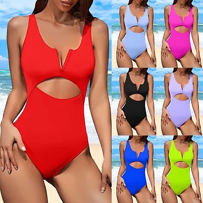 Shaping Bikini Bottoms Women's Casual Solid V Neck Sexy High Waisted Jumpsuit • $39.11