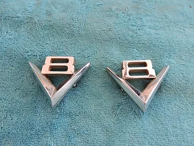 Lot Of 2 Ford V8 Emblem Vintage 2.75 X 2.14” Part # 16237 Bolt On Mounting. • $75