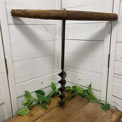 Primitive Vintage Antique T Handle Hand Drill Termite Wood Auger Barn Beam Find • $65