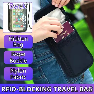 $12.99 • Buy Stash Neck Travel Wallet Bag Card Holder Pouch Blocking Passport RFID Security