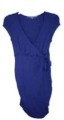 Womens Size 8 New Look Maternity Navy Blue Nursing Wrap Dress • £3