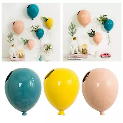 Creative Ceramic Balloon Design Wall Hanging Flower Pot Living Room Flower Vase • £13.92