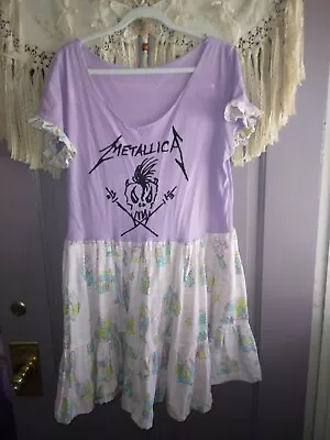 Womens Babydoll Upcycled Grunge Rock Metallica Dress • $60