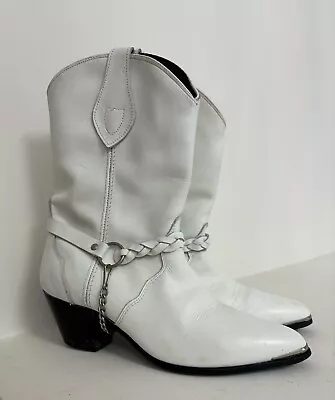 Oak Tree Farms White Western Cowboy Boots Women’s Size 7 • $60