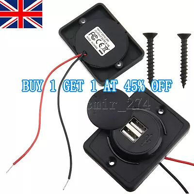 12V Dual USB Car Charger 2 Port Adapter Power Socket Fast Charging Panel Mount • £4.64