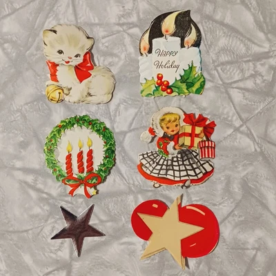 $12 • Buy Vintage Christmas Lot Of 6 Seals Kitten Star Candle MCM Unused