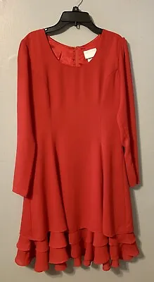 $34.99 • Buy Storybook Heirlooms Holiday Red Below Knee Dress Layered Sheer Ruffles Size 8