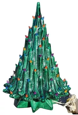 Vtg Volcano Lava Light Up Ceramic Christmas Tree 20  Tall Green Atlantic Mold • $350