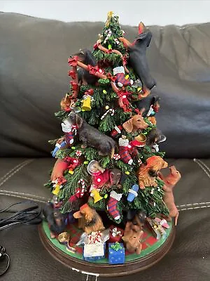 Danbury Mint Dachshund Christmas Tree Weiner Dog Figurine Light Up NO STAR Chips • $150.49