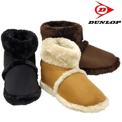 Mens Slippers New Dunlop Ankle Fleece Warm Lined Nordic Winter Boots Shoes Siz • £16.95