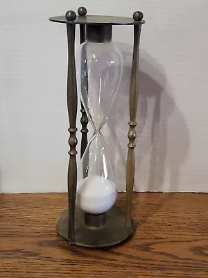 Large Vintage Hourglass Brass & Glass Sand Timer  Size 10 1/2 In Tall • $35