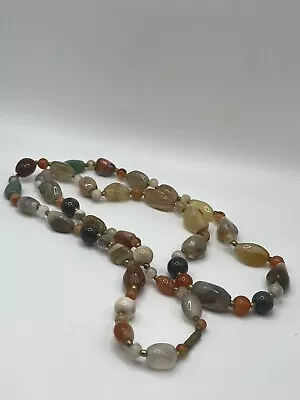 Vintage Gemstone Necklace Multicolored Semi Precious And Agate Stones 1960's  • $22.95