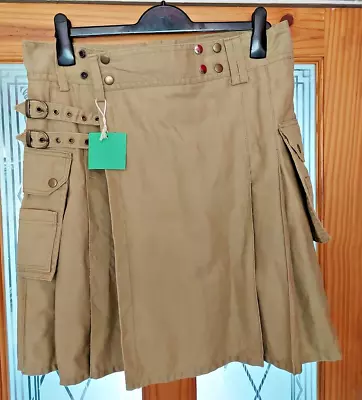 Mens 36 Modern Kilts Beige Utility Cargo Steampunk Explorer Adjustable Waist • £19.99