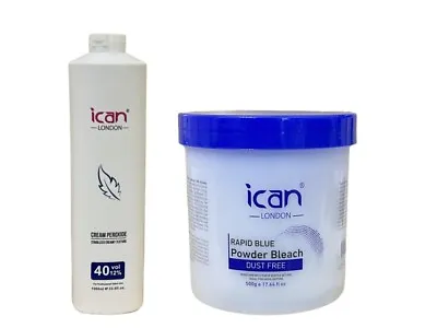 ICAN Cream Peroxide 1000ml 12% VOL 40 +  Rapid Blue Powder Bleach (JAR) 500g • £13.99