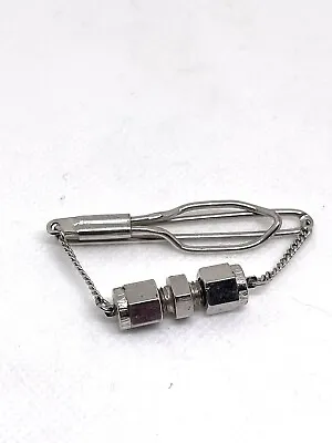 Silver Tone Tie Clip/Bar With Chain Industrial Design • $5.50