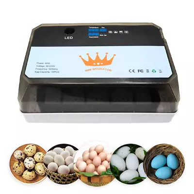 Mini Egg Hatching 15 Eggs Incubator Automatic Temperature Control Hatcher For Ch • $66.99