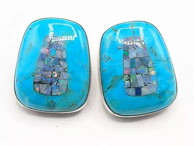 Jay King Mine Finds DTR Turquoise Mosaic Opal Inlay Sterling Silver 925 Earrings • $99