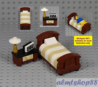 LEGO - Twin Bed Nightstand W/ Alarm Clock - Minifig Bedroom Home Furniture Town • $11.99