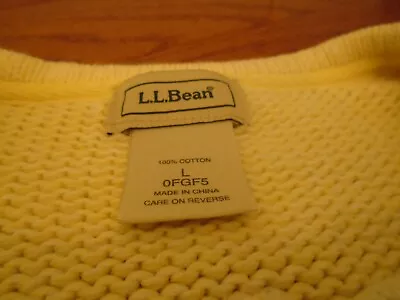 Vintage LL Bean L. Butter Yellow Cardigan Sweater Cable Knit Warm Soft CLASSIC • $35.99