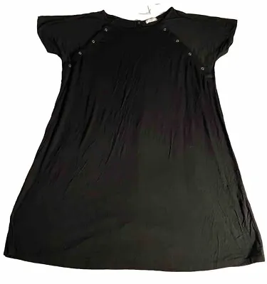 Ekouaer Nightgown Birthing Gown Plus Size Black XXL Button Closure Nursing Soft • $11.95