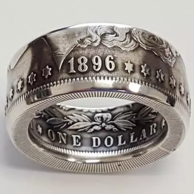 Silver Dollar Coin Ring Size 6-12 Handmade Crafted Rare Silver Morgan Men Rings • $8.45