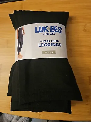 Muk Luks LUK-EES  -M/L -Black Fleece Lined Leggings New • $6