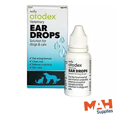 Otodex Ear Drops Cats Dogs Clears Wax Kills Mites Relieves Scratching - 14ml • £7.99