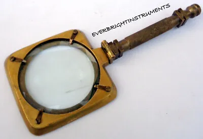 Antique Vintage Brass Henry Hughes Desk Magnifier Folding Magnifying Glass • $29.99