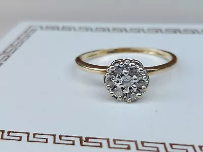 VTG Estate Real 14K 14kt 585 Yellow Gold Genuine Natural Diamond Ring Size 5.5 • $12