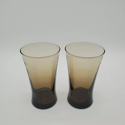 2 Anchor Hocking Mocha Flared Glass Tumblers • $14.99