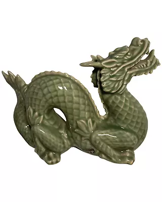 Green Ceramic/porcelain Dragon Statue/Figurine Positive Feng Shui Ornament • $41.99