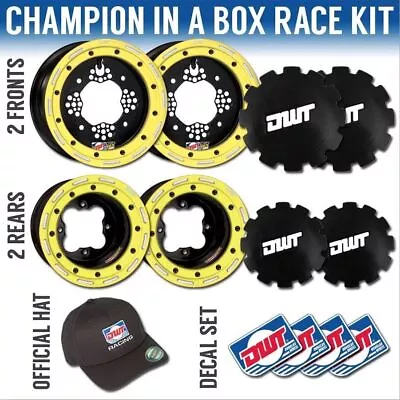 DWT Champion Box 10  Front 9  Rear Beadlock Rim Yellow Raptor 700 YFZ450 Banshee • $629.95