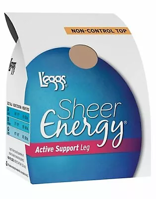 $20.70 • Buy L'eggs Sheer Energy Active 4Pack Support Regular Sheer Toe Pantyhose Non Control