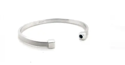 Very Rare Handmade 9ct White Gold Gents Solid Torque Bangle Set With 2 Sapphires • £1050