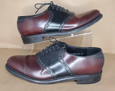 Florsheim Saddle Oxfords Mens Size US 7 M Dress Shoes Two Tone Burgundy Black • $34.99