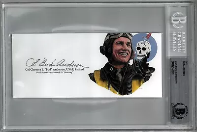 Col CE “Bud” Anderson Signed 3”x6.5” Cut Sig WWll Triple Ace Pilot P-51- Beckett • $88.95