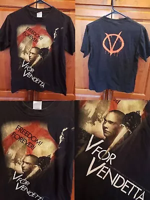 Vtg V For Vendetta Graphic Promo T Shirt Black Anvil FREEDOM! FOREVER! Fawkes Sm • $75