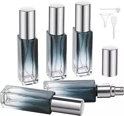 0.7x3.4  5Pcs 10ML Glass Gradient Blue Silver Refillable Mini Perfume Bottles • $18.65