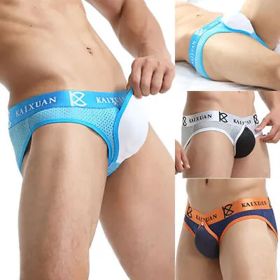 Men's Pouch Boxershorts Sexy Removable Enlarge Front Cup Pad Briefs Underwear • $11.03