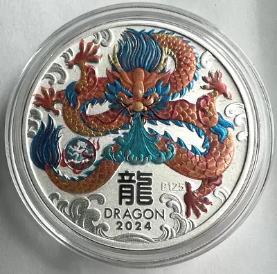 2024 Perth MintAustralia 1 Oz Silver Lunar Dragon BU Coin Dragon Privy Colorized • $79.50