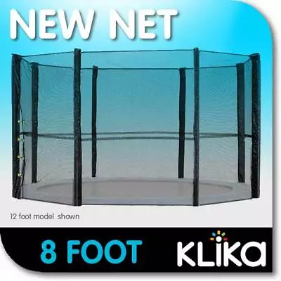 NEW 8ft REPLACEMENT TRAMPOLINE SAFETY NET OUTDOOR ENCLOSURE 6 Post • $59