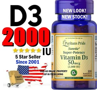 Vitamin D3 ⭐ 2000 Iu ⭐ Usa Dealer ⭐ Fast Free Shipping ⭐ Trusted Brand ! • $9.95