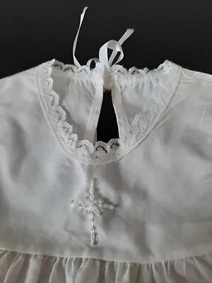 £6.99 • Buy New-baby Christening Gown-0-3 Months-cotton/lace-white-embroidered Pearl Cross