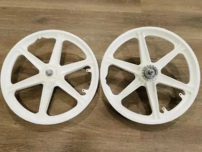 Pair Of 20  Bicycle Mag Wheels Set 6 SPOKE WHITE FOR GT DYNO HARO Any BMX BIKE • $129.95