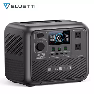 BLUETTI AC70 1000W Portable Power Station 2000W Power Lifting Solar Generator • $399