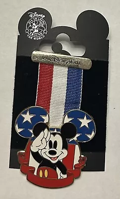 Disney World - Mickey Mouse - Patriotic Saluting Medal Ribbon Pin • $12.49