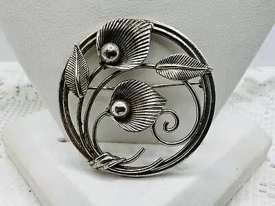 Antique Sterling Silver Van Dell Lily Floral Leaf Pin Brooch 925 • $34.99